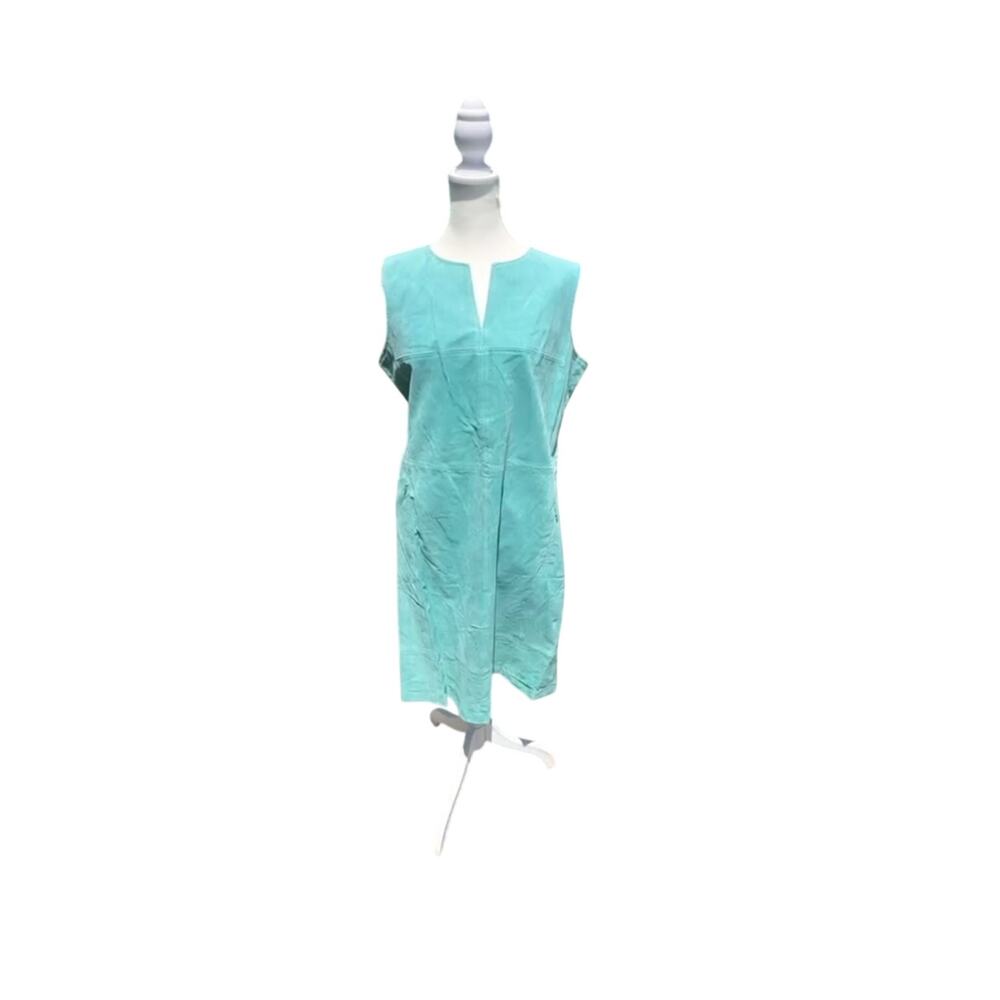 Women's leather suede dress with pockets Size 14 Turquoise NWT